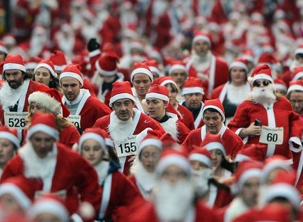 FF Team Members Run for Charity in Santa Suits